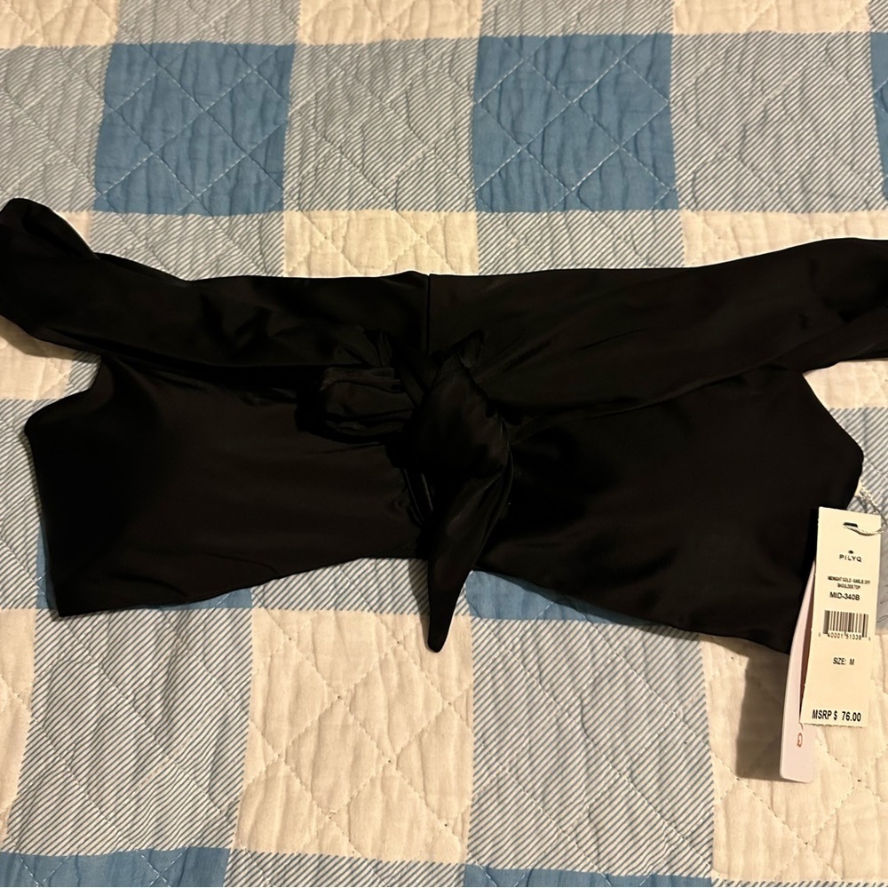 PilyQ Midnight Gold Karlie Off Shoulder Bikini Top NWT
